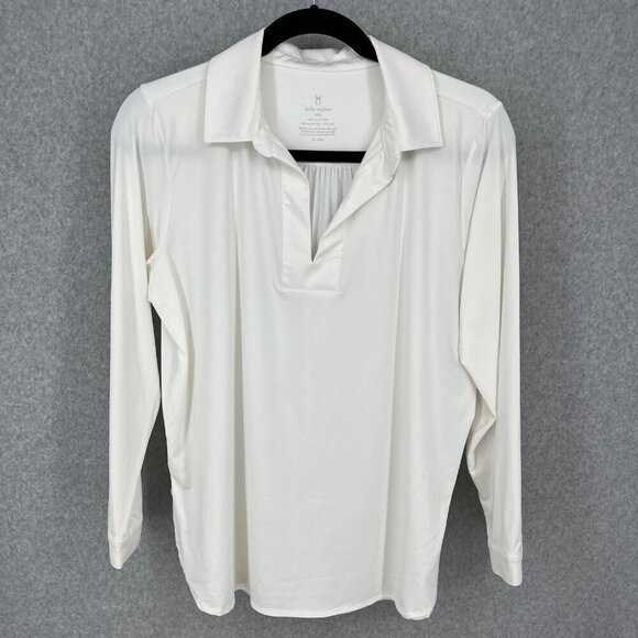 Dudley Stephens Madaket Tunic Top Size XXL White Repreve Stretch Knit Collared - Picture 1 of 11